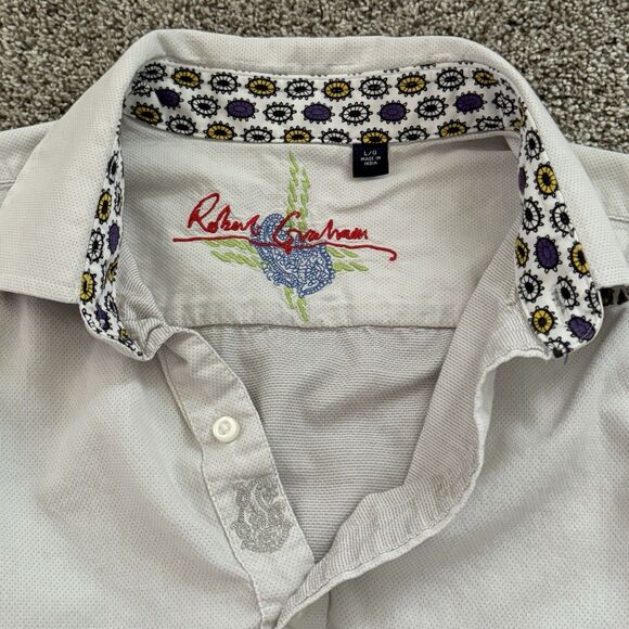 ROBERT GRAHAM Flip Cuff Mini Dot Pattern Button Shirt Men’s Size Large L - Picture 2 of 14